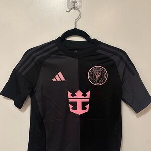 Adidas Black and Pink Inter Miami Authentic Football Jersey- Size Youth M